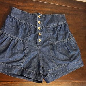 Cute High-Waisted Blue Denim Shorts